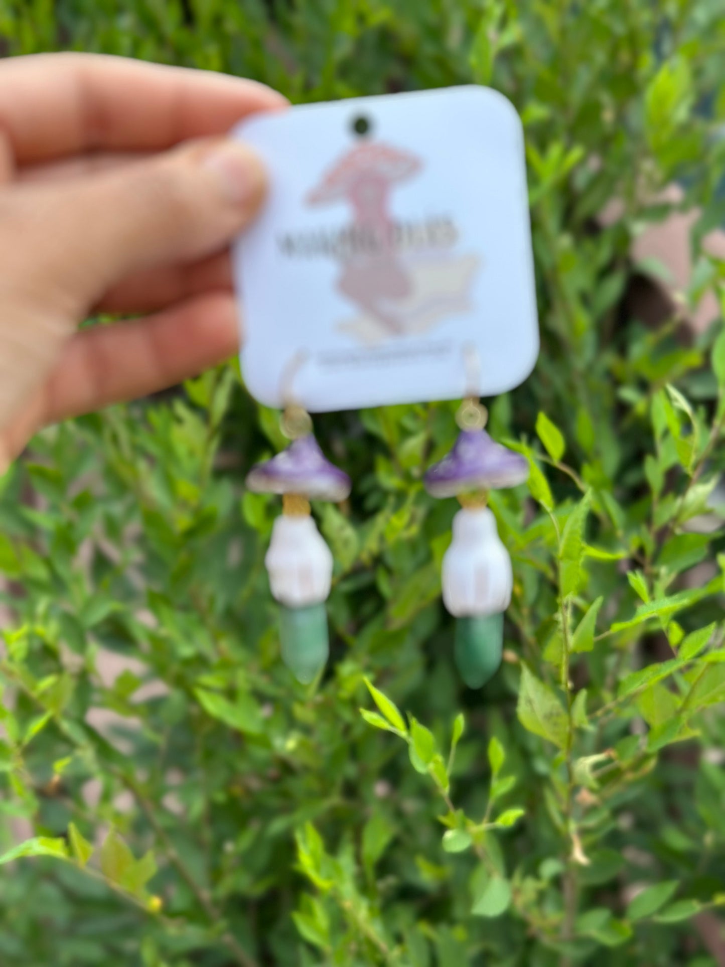 Earrings | Purple Mushies with Green Aventurine