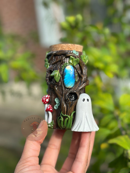 Jar | Labradorite + Fall Tree with Ghost