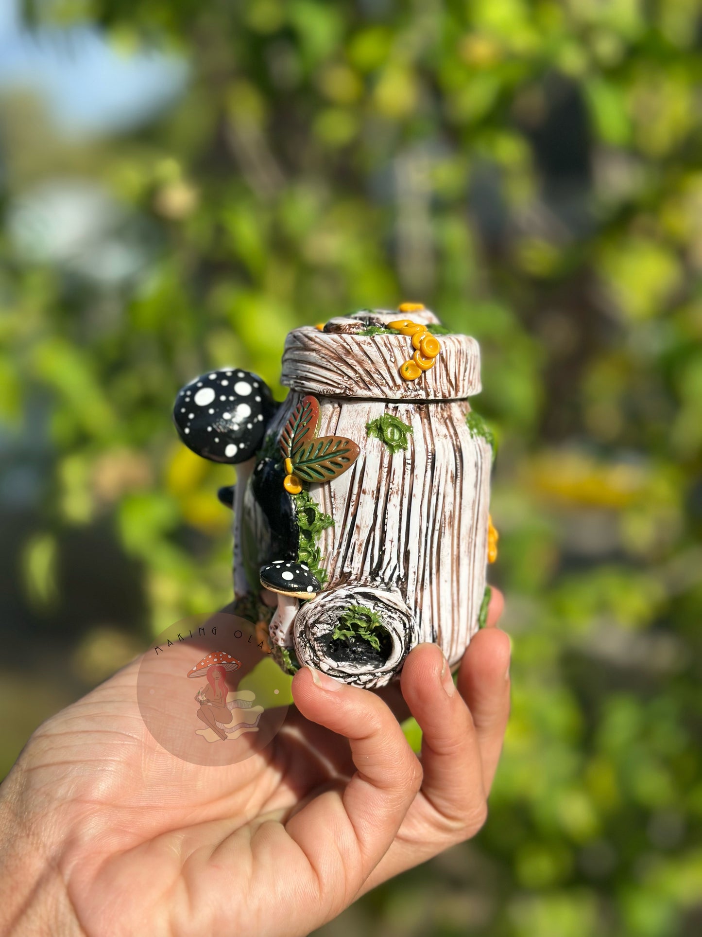 Jar | Black Obsidian with Black Mushrooms