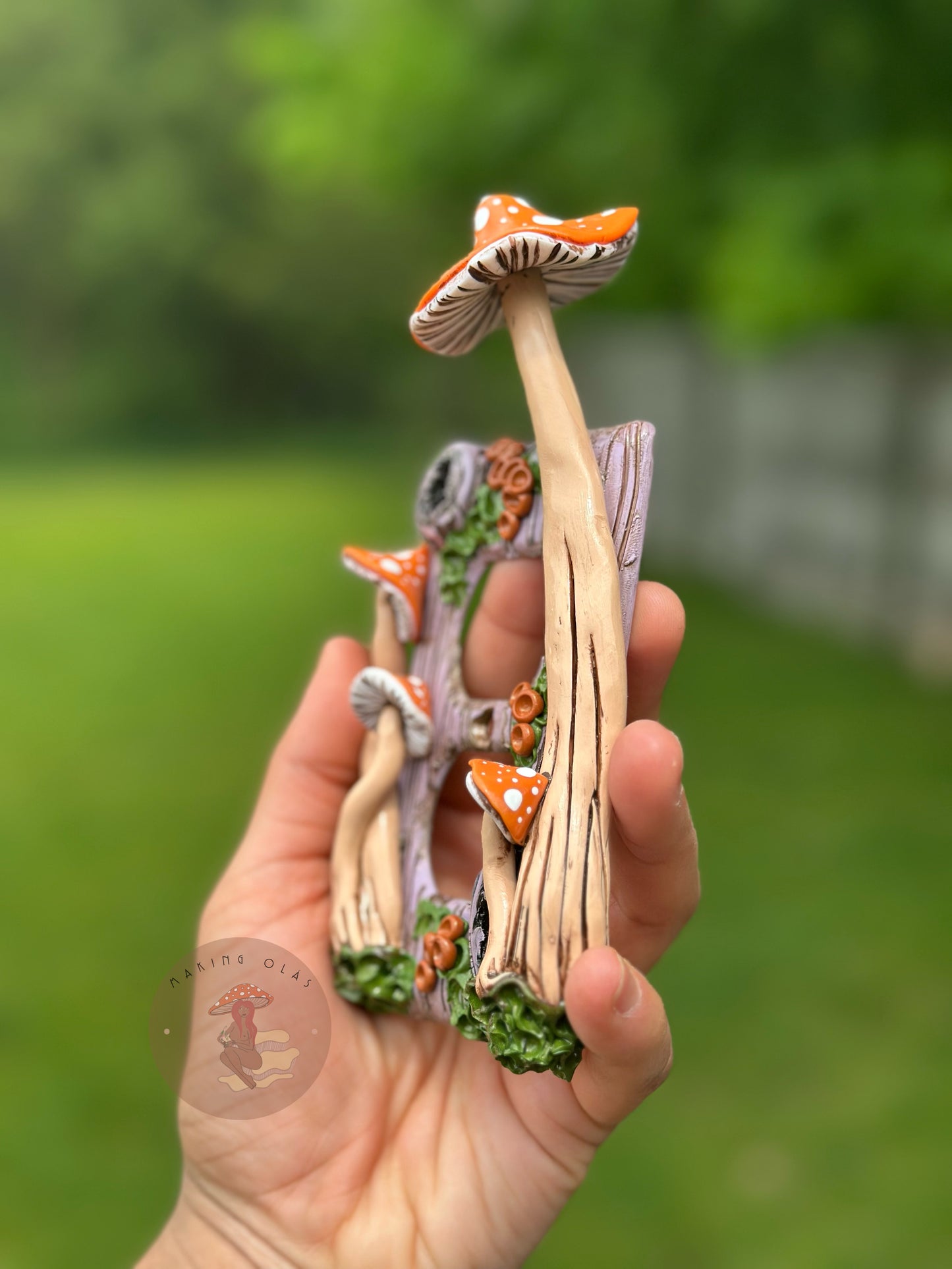 Outlet Cover | Orange Mushrooms on Lilac Wood