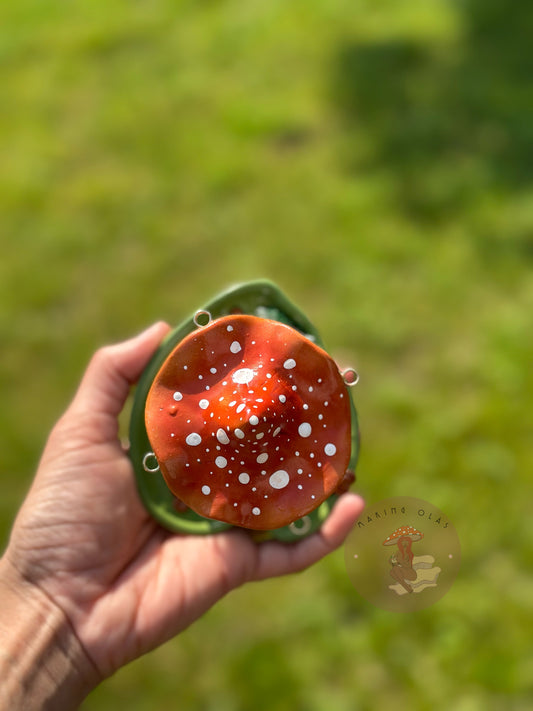 Jewelry Tray | Orange Mushroom on Green Leaf