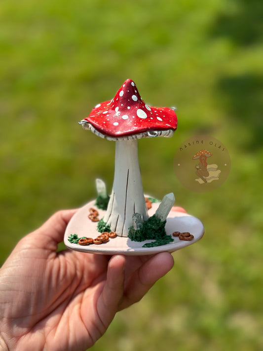 Jewelry Tray | Red Mushroom on Pink Heart