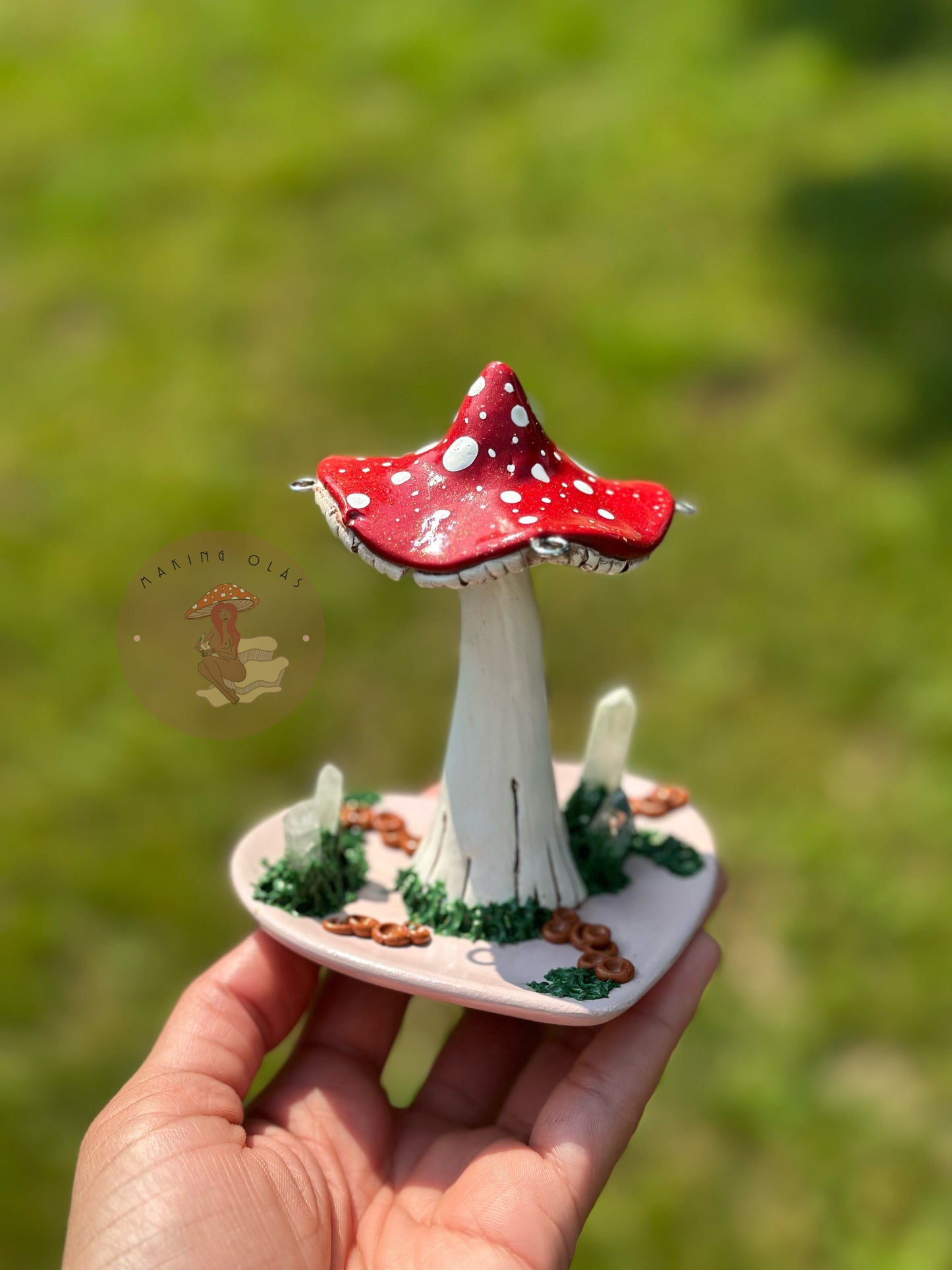 Jewelry Tray | Red Mushroom on Pink Heart