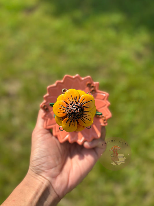 Jewelry Tray | Yellow Flower on Pink