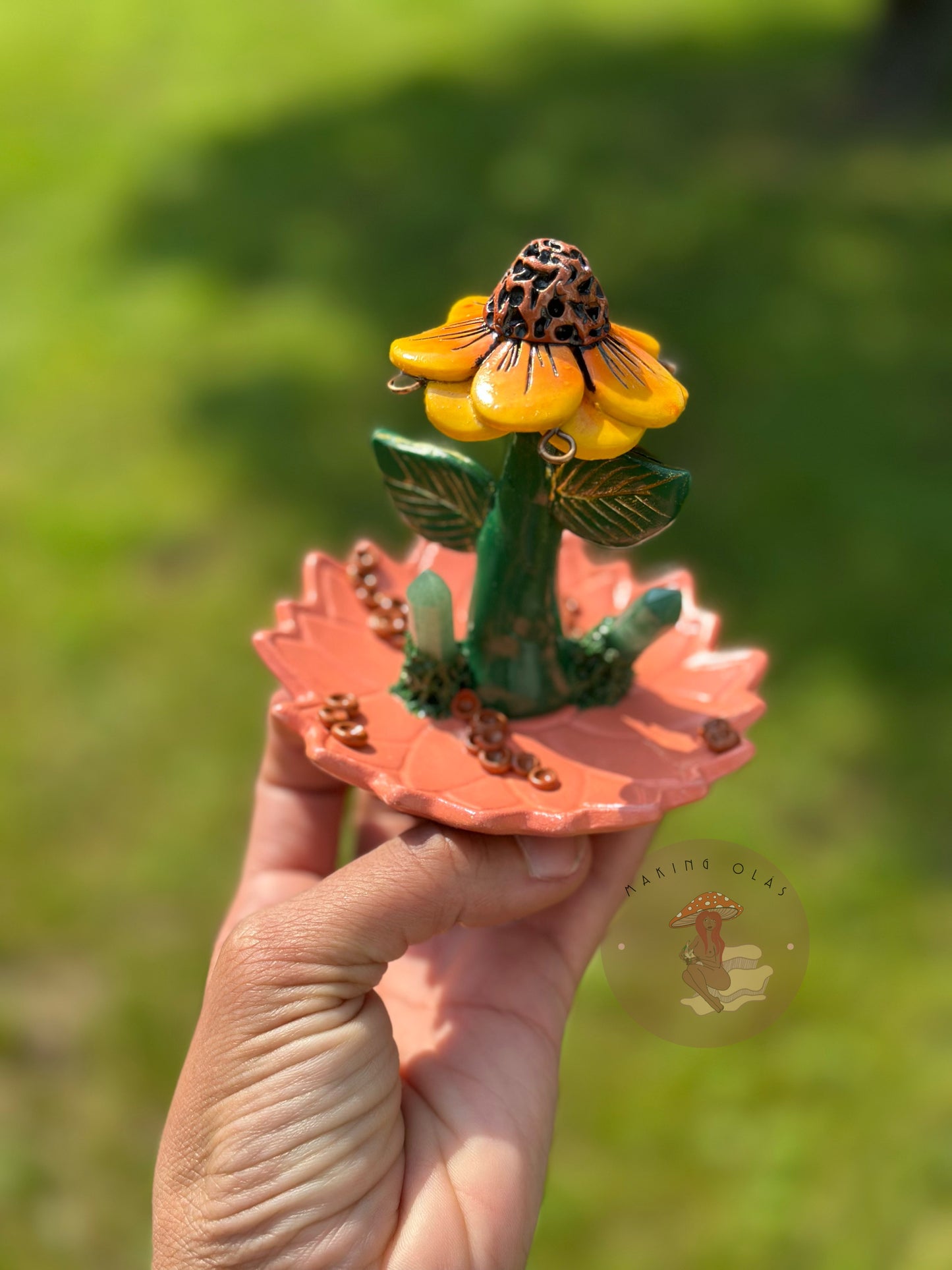 Jewelry Tray | Yellow Flower on Pink