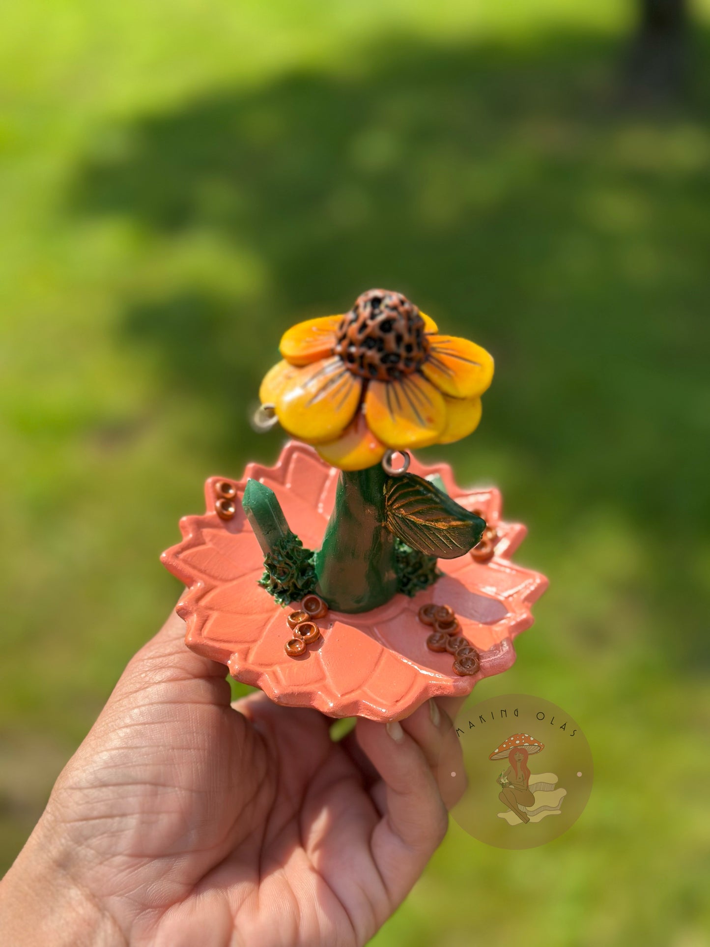 Jewelry Tray | Yellow Flower on Pink