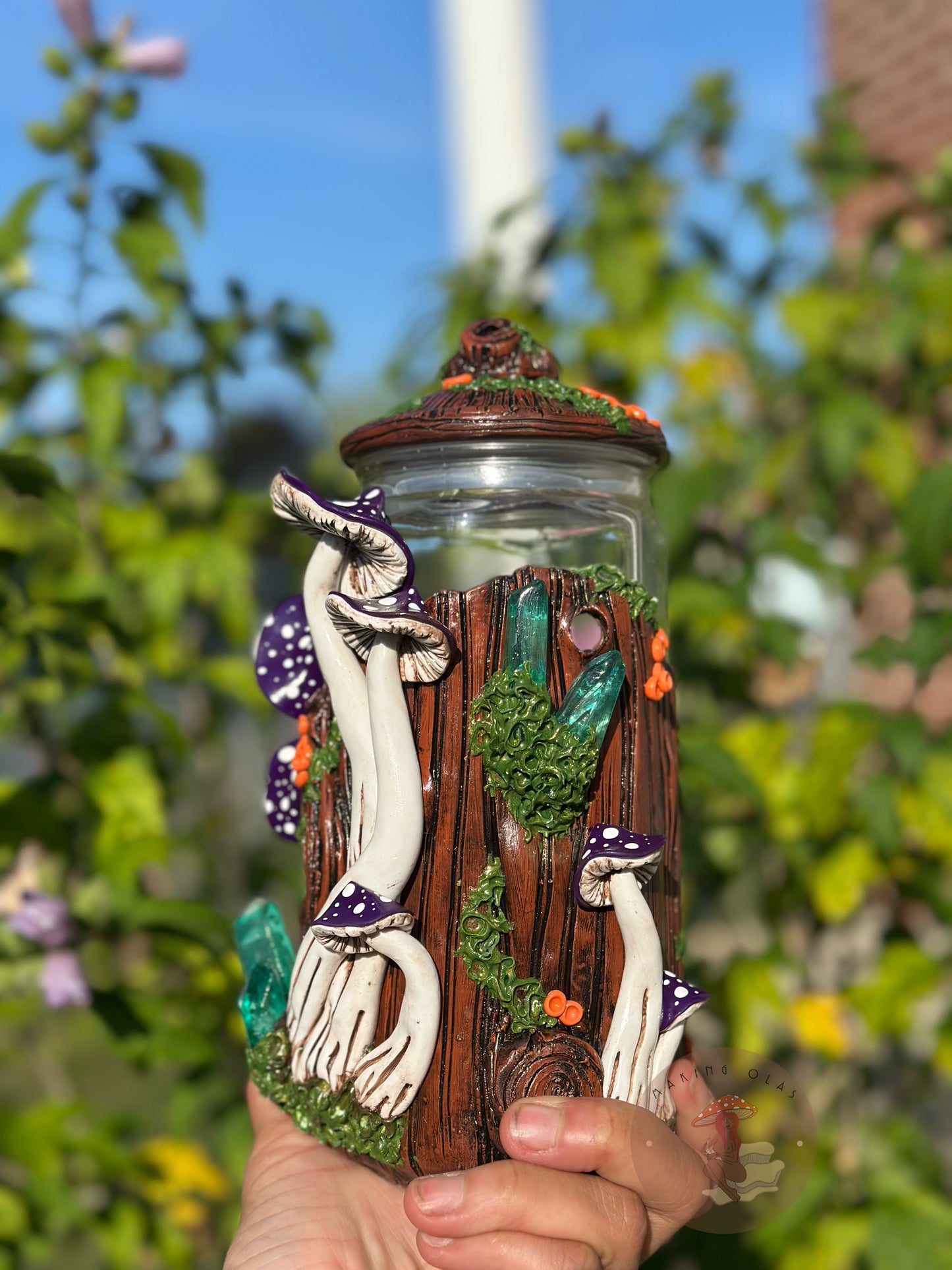 Jar | Green Quartz with Purple Mushrooms