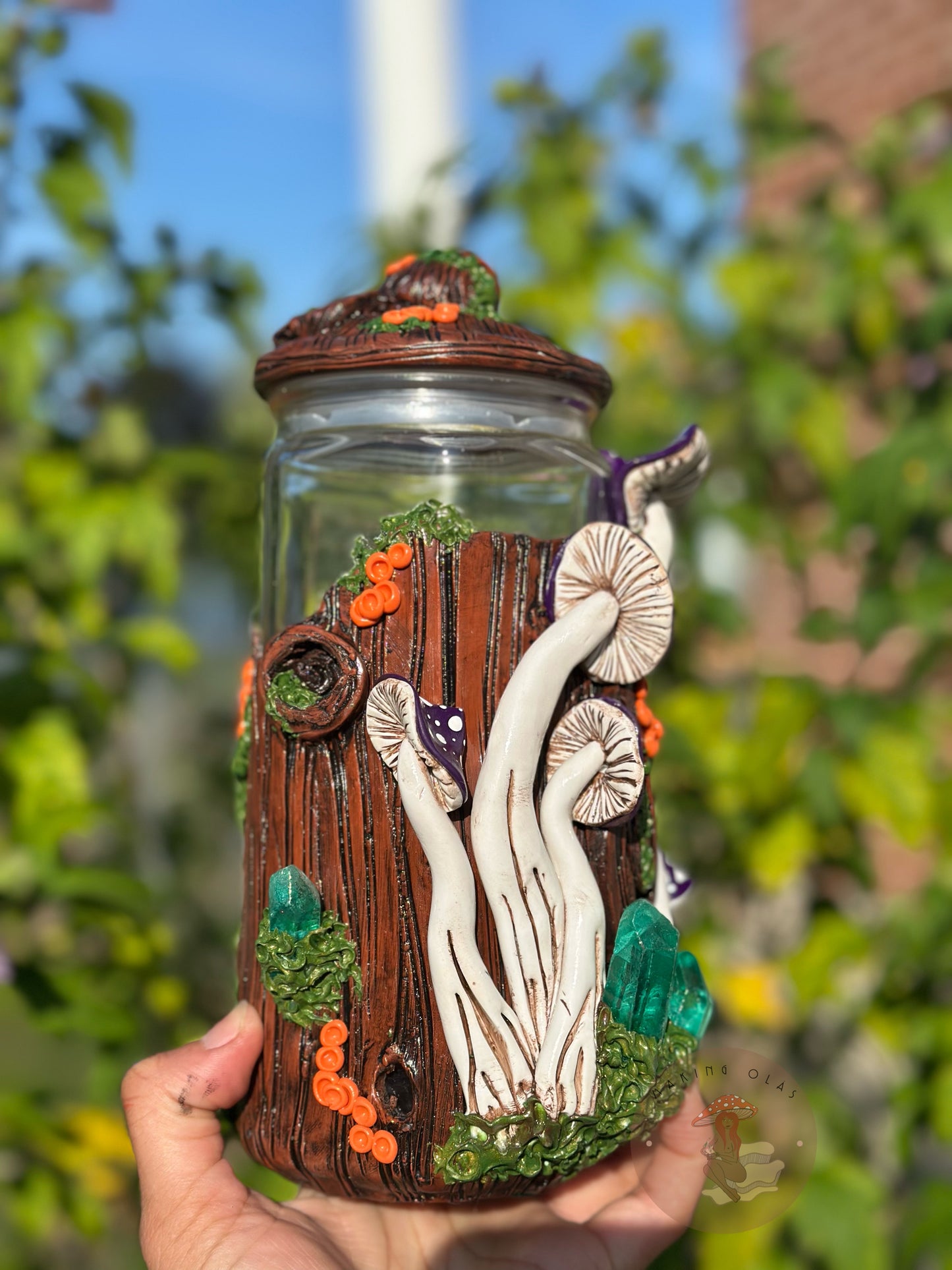 Jar | Green Quartz with Purple Mushrooms