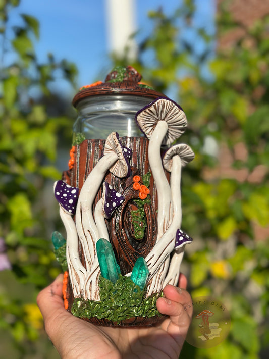 Jar | Green Quartz with Purple Mushrooms