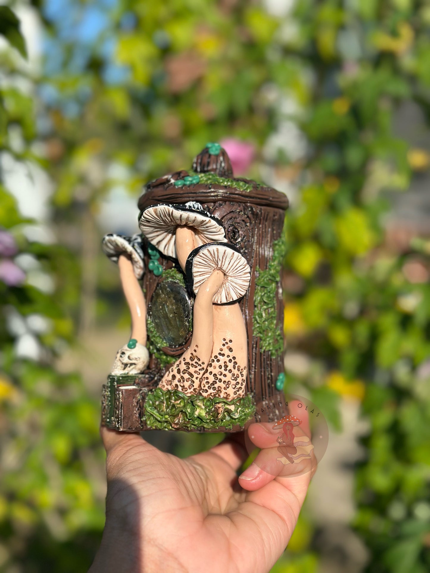 Jar | Labradorite + Black Mushrooms