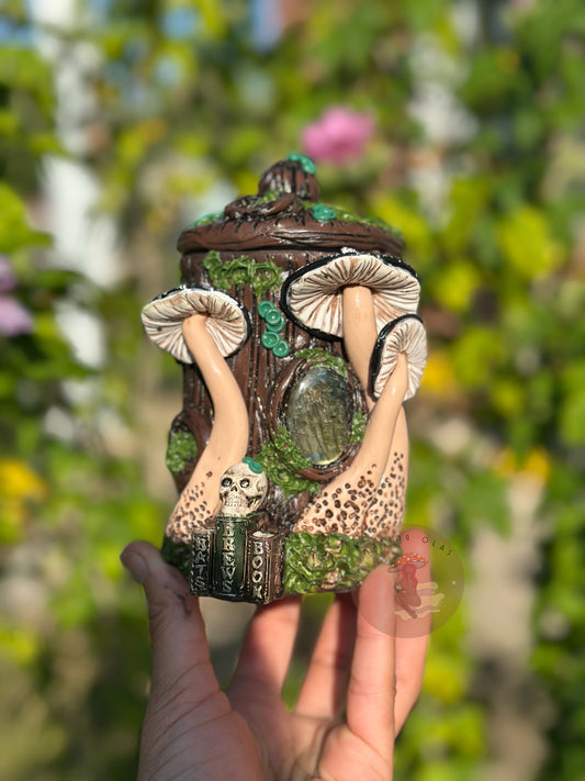 Jar | Labradorite + Black Mushrooms