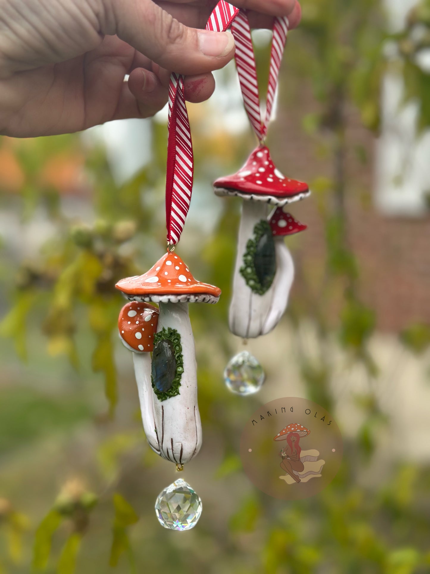 Ornament | Mushrooms with Labradorite + a suncatcher