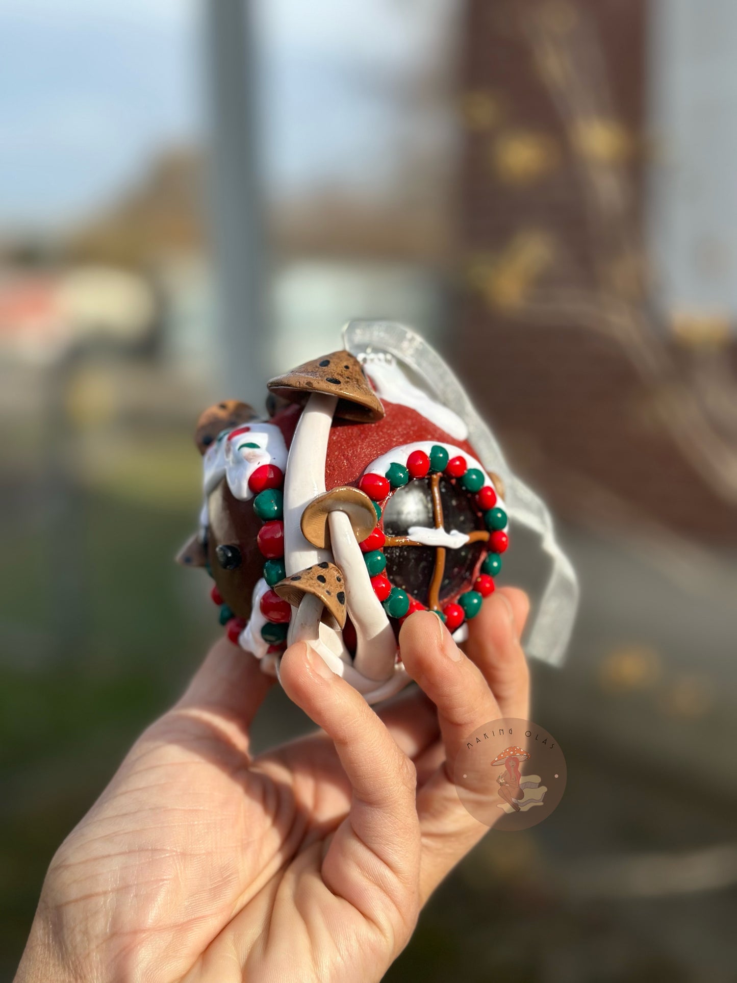 Ornament | Brown Door with Choco Chip Cookie Mushrooms