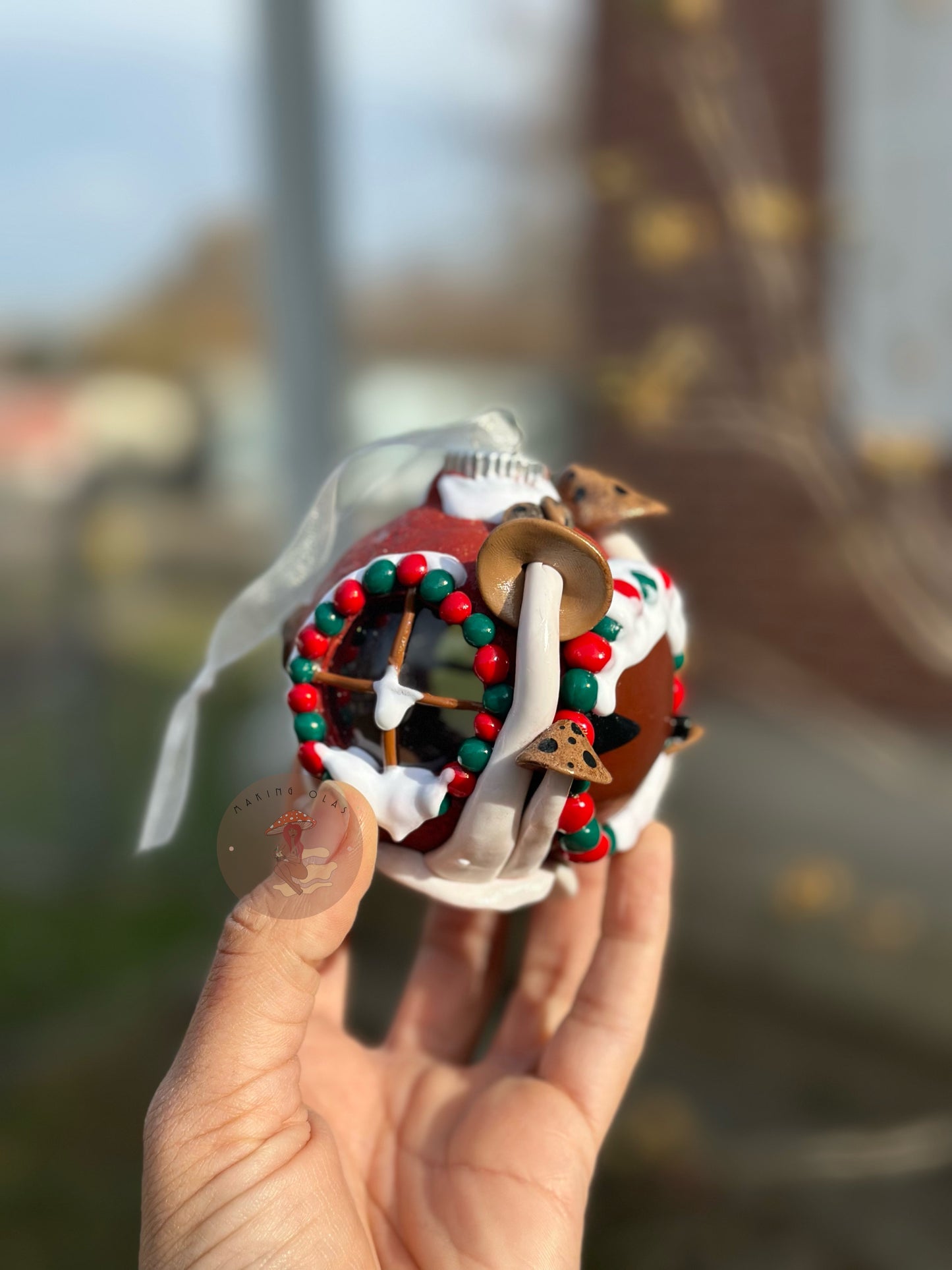 Ornament | Brown Door with Choco Chip Cookie Mushrooms