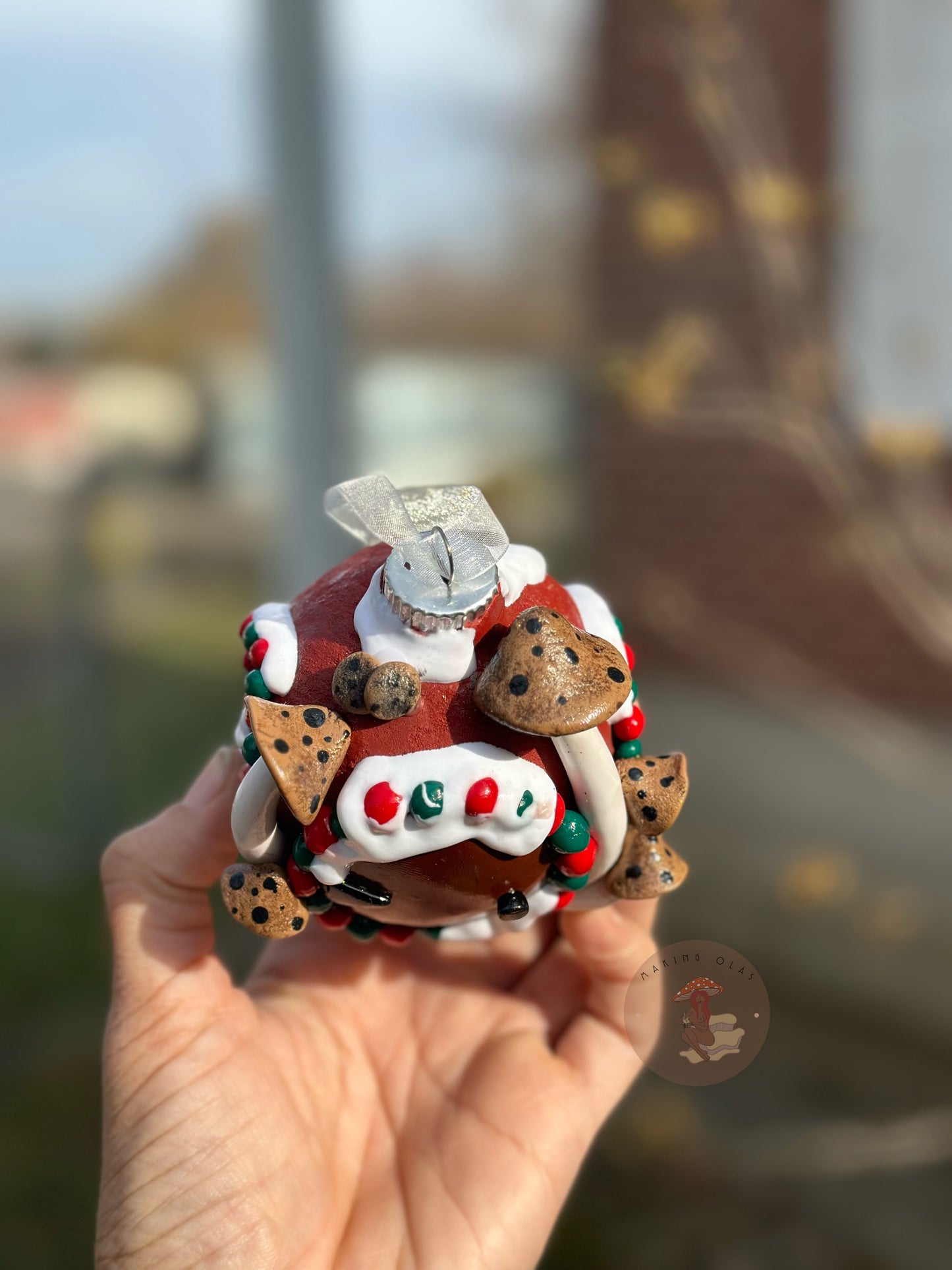 Ornament | Brown Door with Choco Chip Cookie Mushrooms