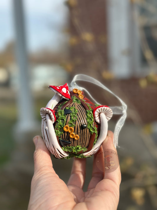 Ornament | Brown Door with Red Mushrooms