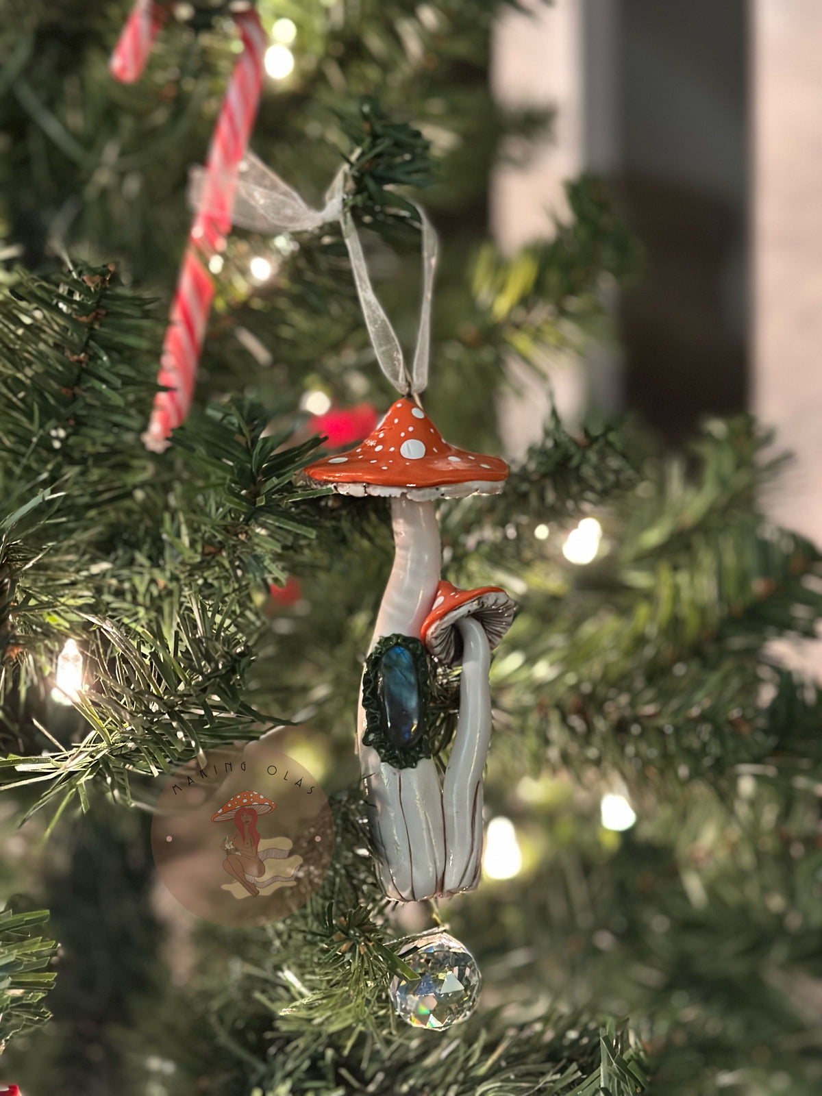 Ornament Preorder | Mushrooms with Labradorite + suncatcher