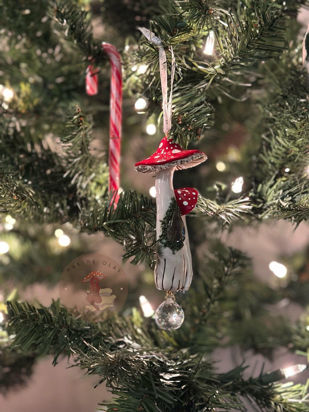 Ornament Preorder | Mushrooms with Labradorite + suncatcher