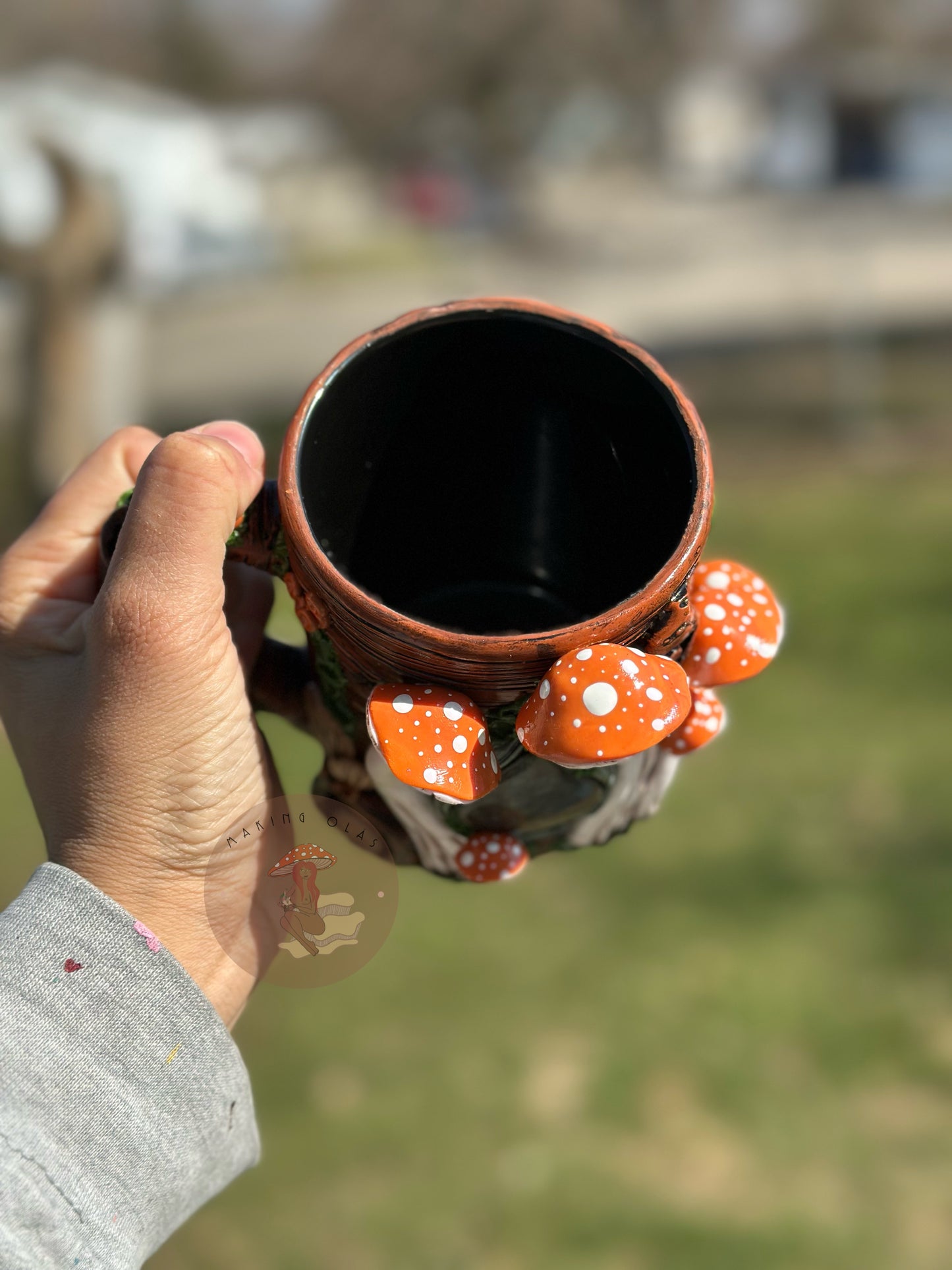 Mug | Labradorite with Orange Mushrooms