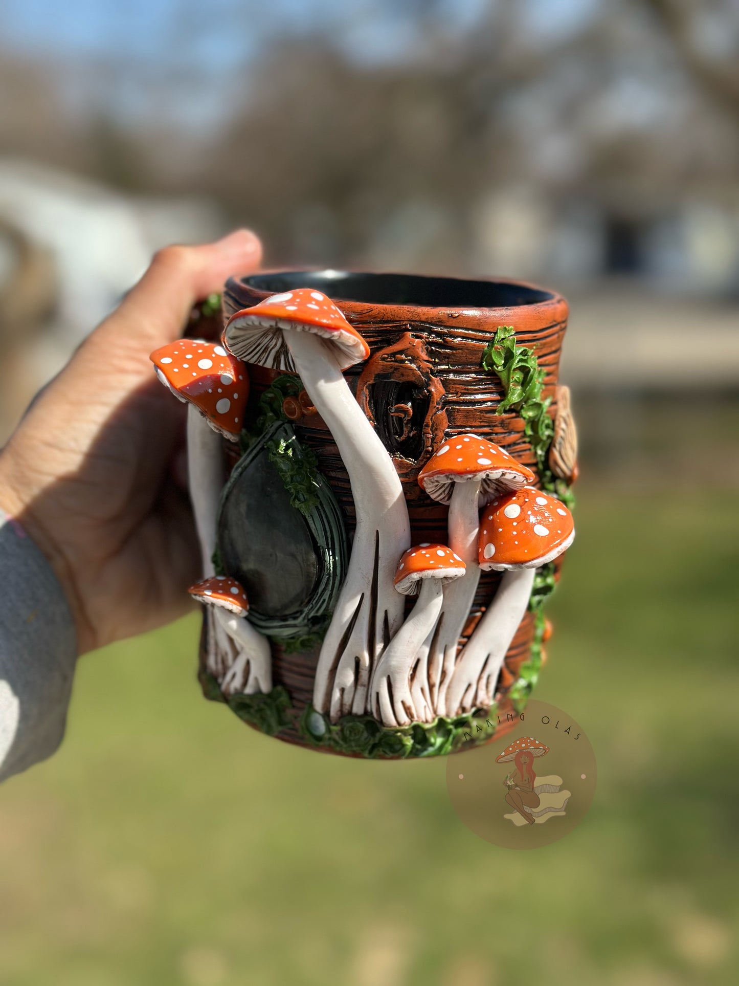 Mug | Labradorite with Orange Mushrooms