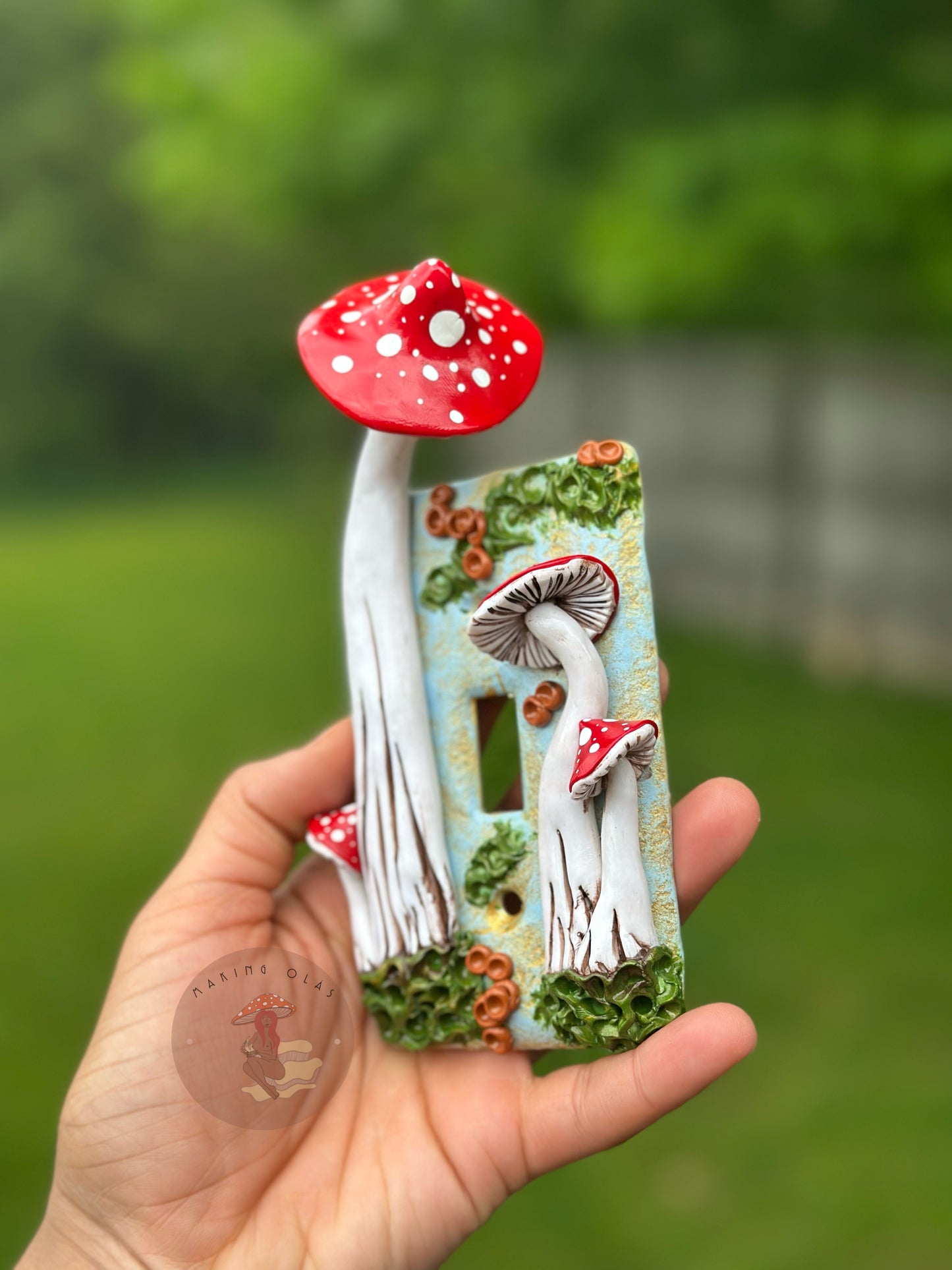 Light Switch Cover | Red Mushrooms on Sage