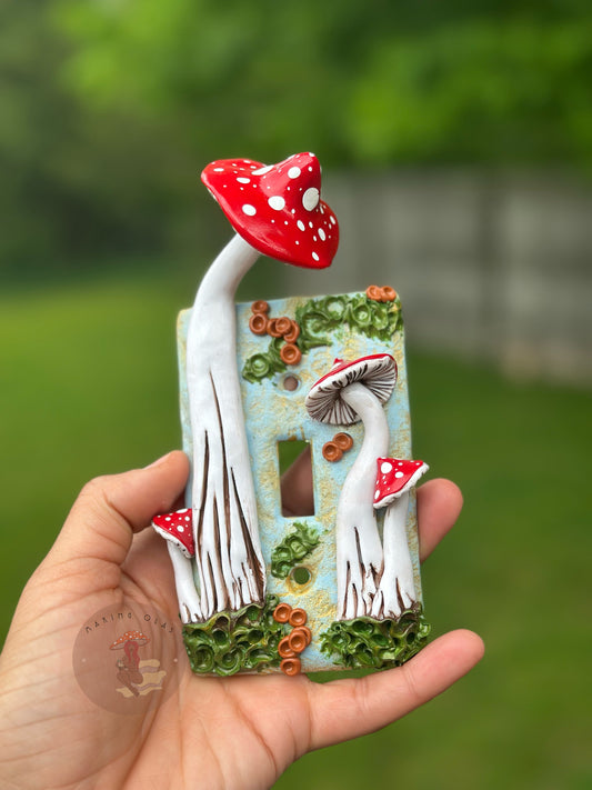 Light Switch Cover | Red Mushrooms on Sage