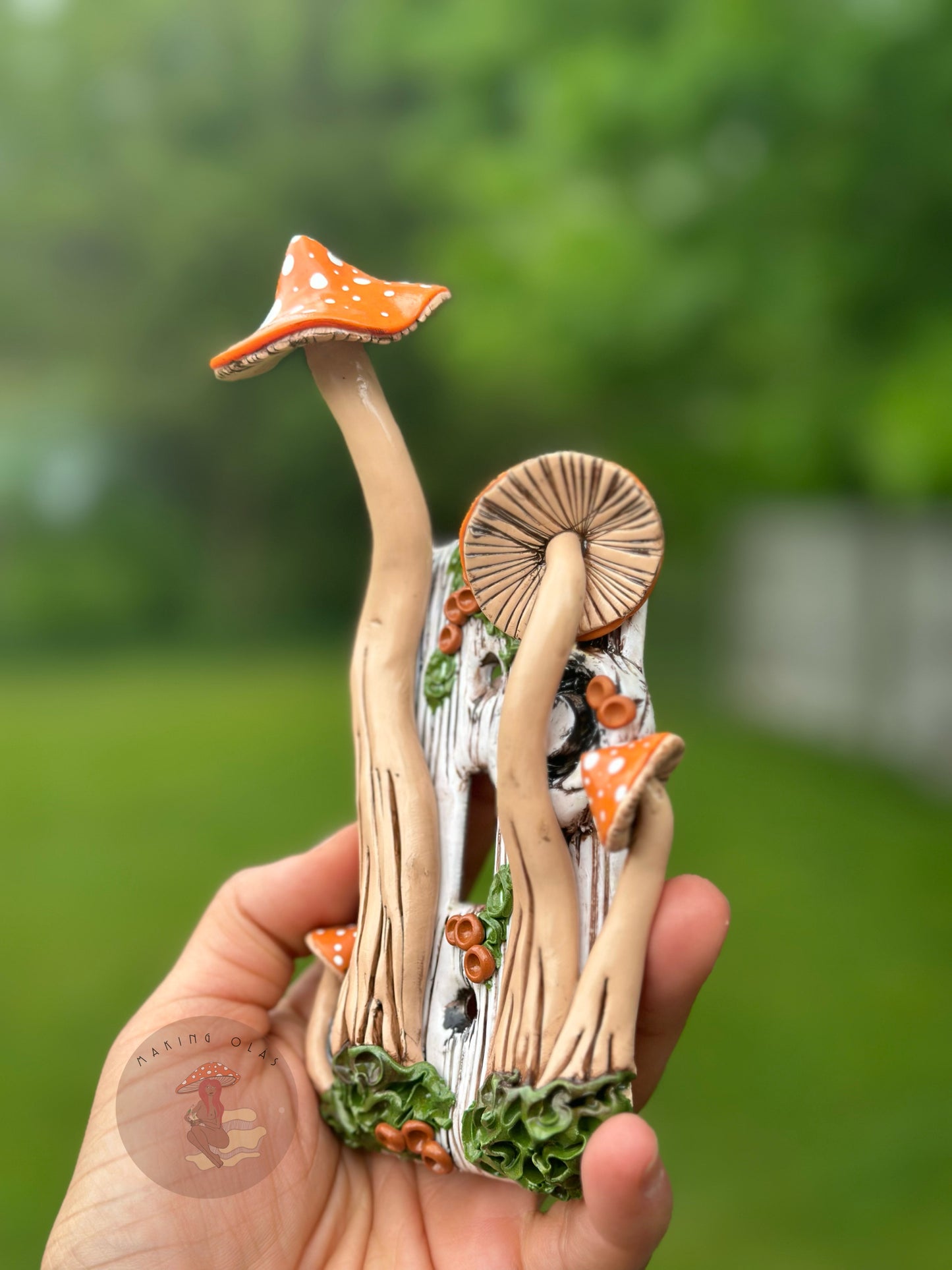 Light Switch Cover | Orange Mushrooms on White Wood