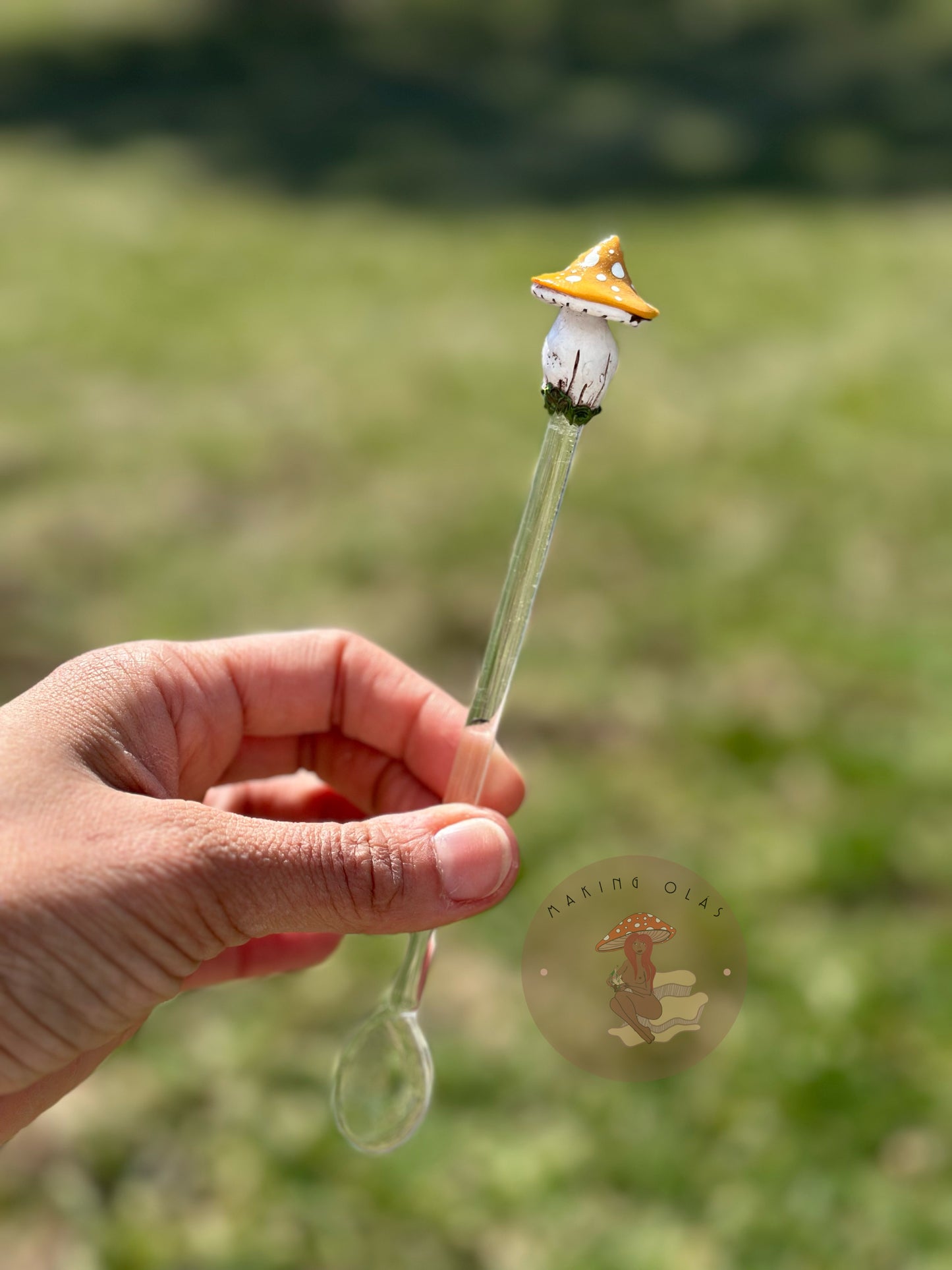 Mushroom Glass Stir Spoons