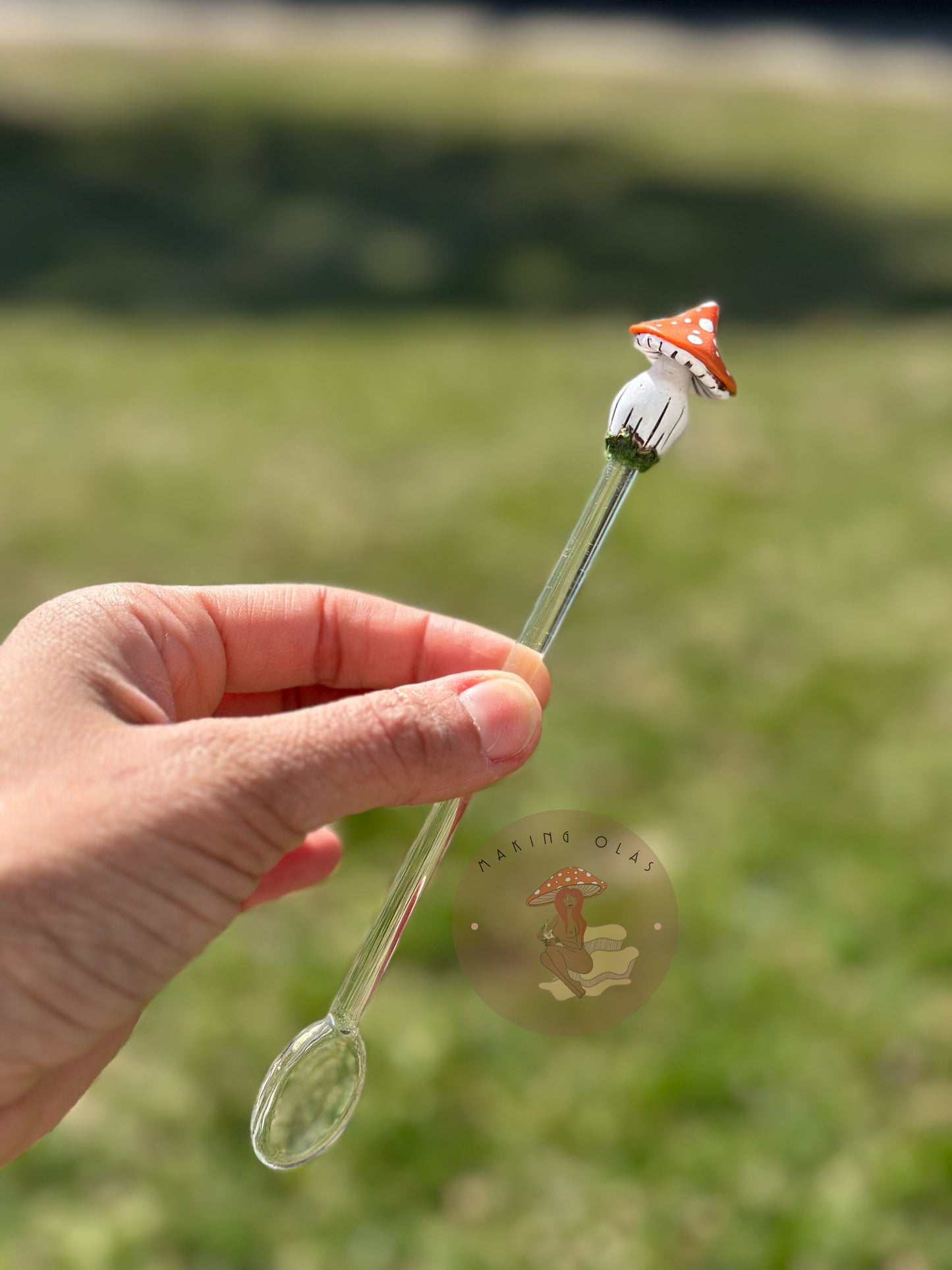Mushroom Glass Stir Spoons