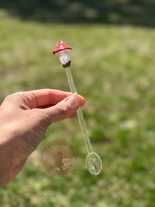 Mushroom Glass Stir Spoons