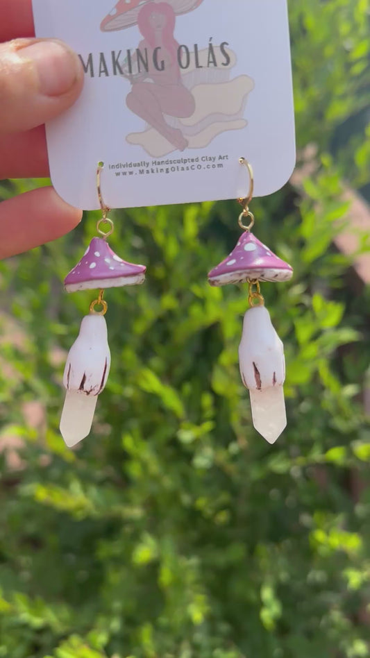 Earrings | Mauve Mushies with Rose Quartz